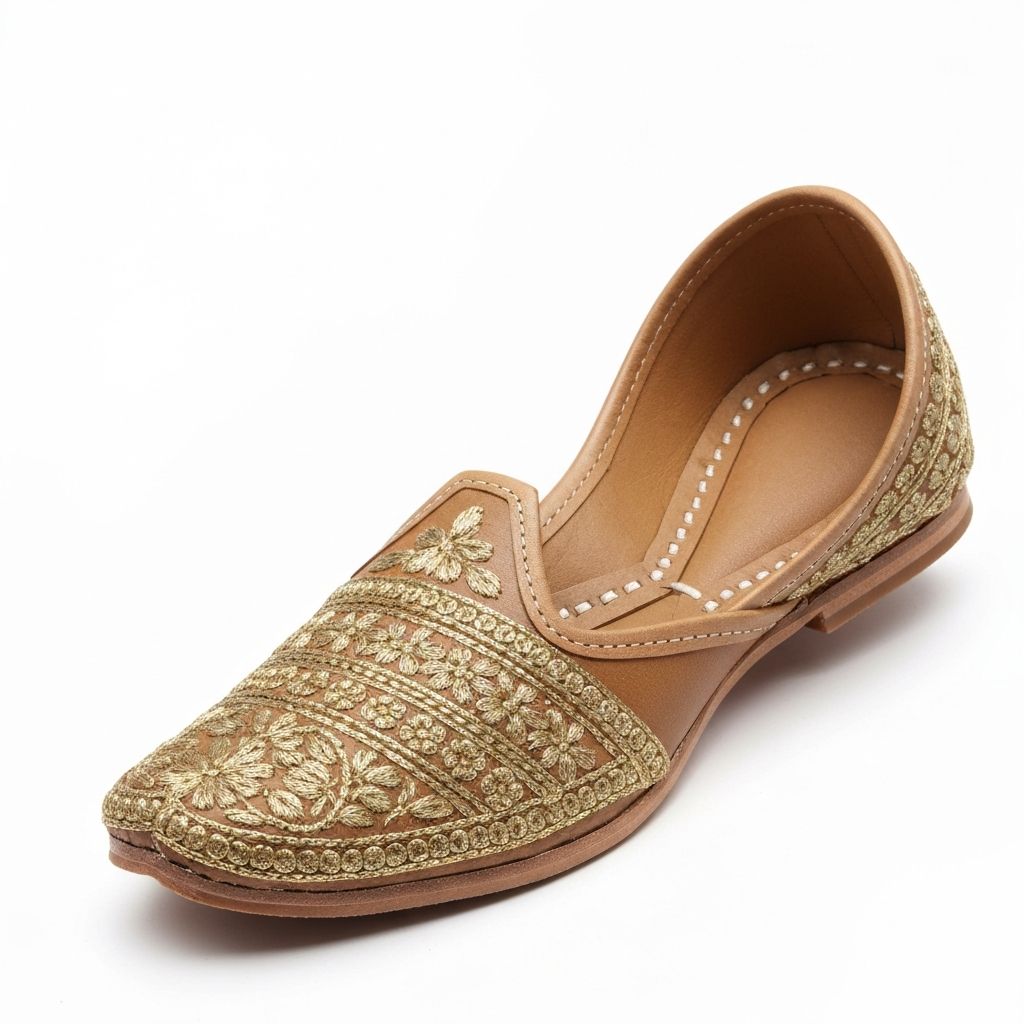 Traditional Khussa with gold embroidery